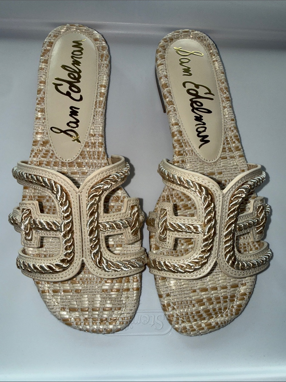 Sam Edelman Bay Twist Braided Slide Sandals in Ivory Cord